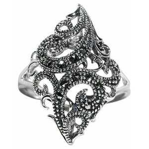 925 STERLING SILVER Swirl Marcasite Ring